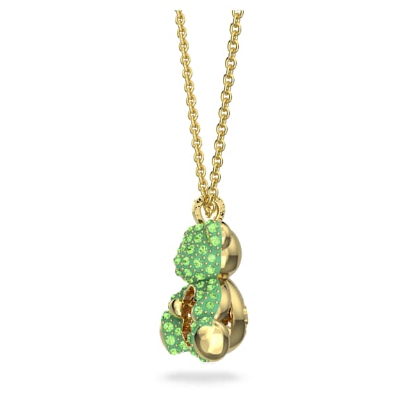 Teddy 链坠, 熊, 绿色, 镀金色调 - Swarovski, 5642975
