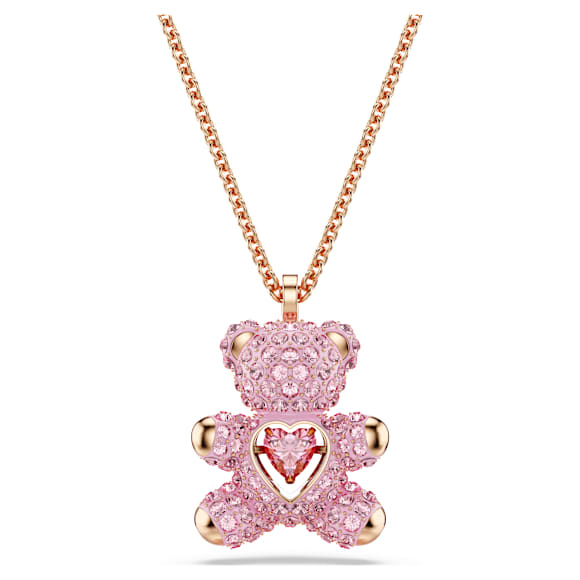 Teddy pendant, Bear, Pink, Rose gold-tone plated - Swarovski, 5642976