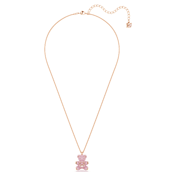 Obesek Teddy, Medved, Roza, V videzu rožnatega zlata 18K - Swarovski, 5642976