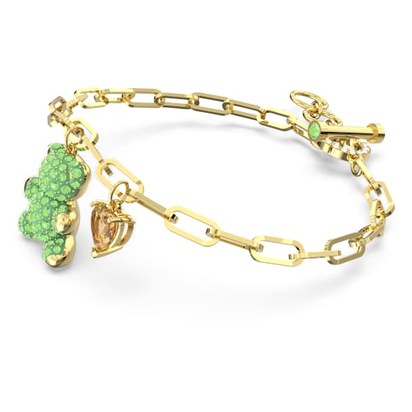 Pulsera Teddy, Oso, Verde, Baño tono oro - Swarovski, 5642977
