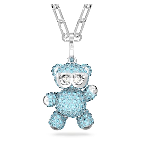 Pendentif Teddy, Ours, Bleu, Métal rhodié - Swarovski, 5642979