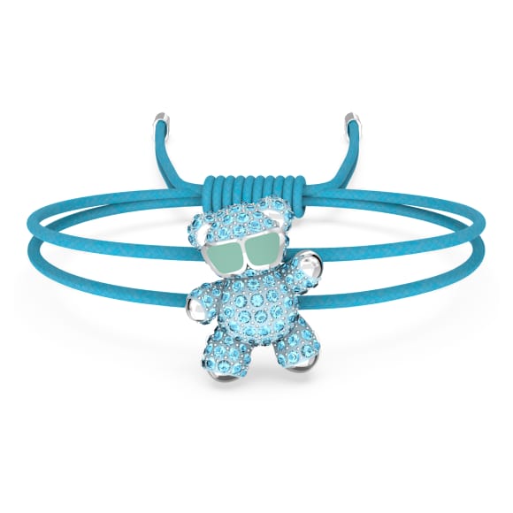 Teddy bracelet, Bear, Blue, Rhodium plated - Swarovski, 5642980