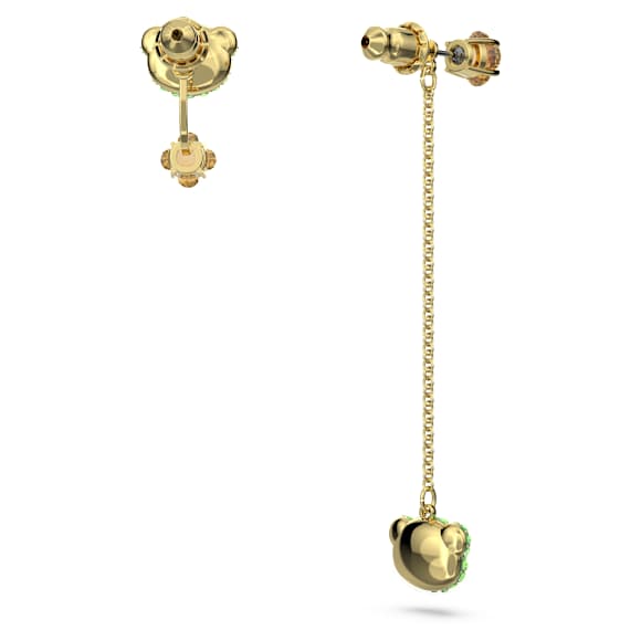 Teddy drop earrings, Asymmetrical design, Bear, Multicoloured, Gold-tone plated - Swarovski, 5642981