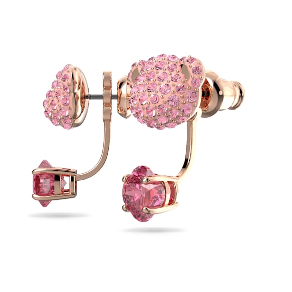 Pendientes ear jacket Teddy, Oso, Rosas, Baño tono oro rosa - Swarovski, 5642982