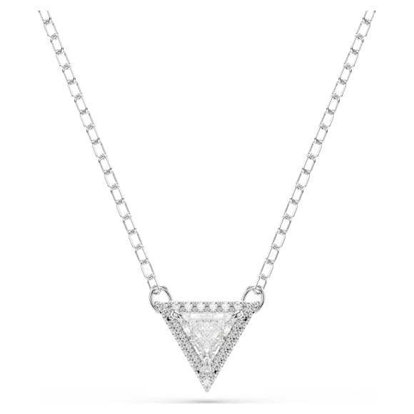 Stilla necklace, Triangle cut, White, Rhodium plated - Swarovski, 5642983