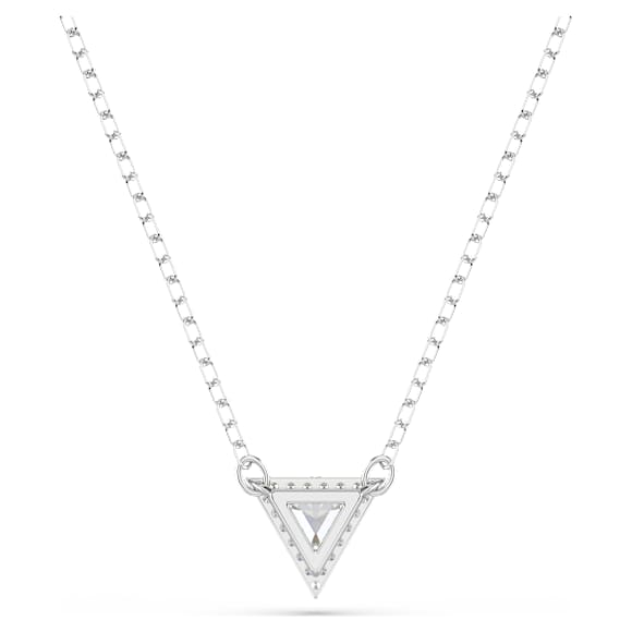 Stilla necklace, Triangle cut, White, Rhodium plated - Swarovski, 5642983