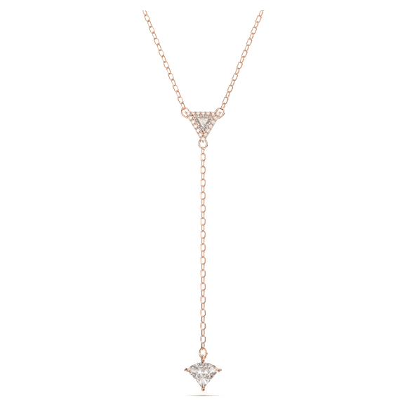 Stilla Y形项链, 三角形切割, 白色, 镀玫瑰金色调 - Swarovski, 5642984