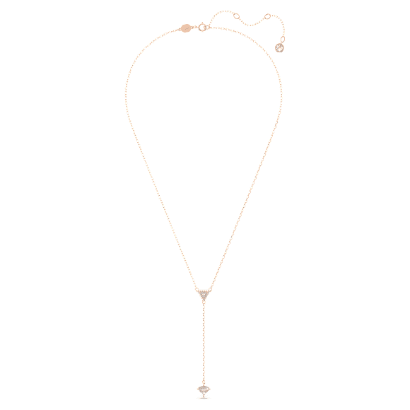 Stilla Y形项链, 三角形切割, 白色, 镀玫瑰金色调 - Swarovski, 5642984