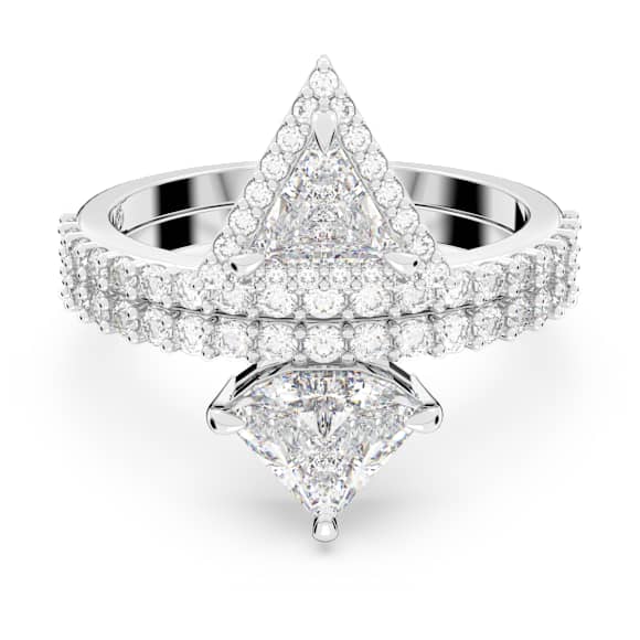 Ortyx ring, Mixed cuts, White, Rhodium plated - Swarovski, 5642987