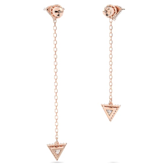 Stilla 水滴形耳环, 非对称设计, 三角形切割, 白色, 镀玫瑰金色调 - Swarovski, 5643729
