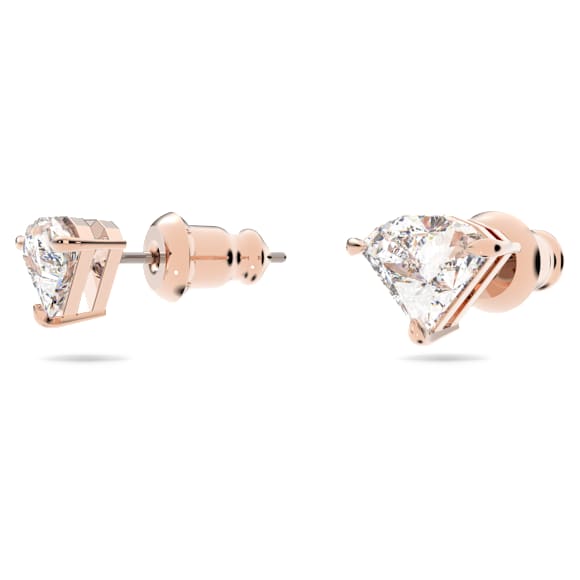 Stilla 水滴形耳环, 非对称设计, 三角形切割, 白色, 镀玫瑰金色调 - Swarovski, 5643729