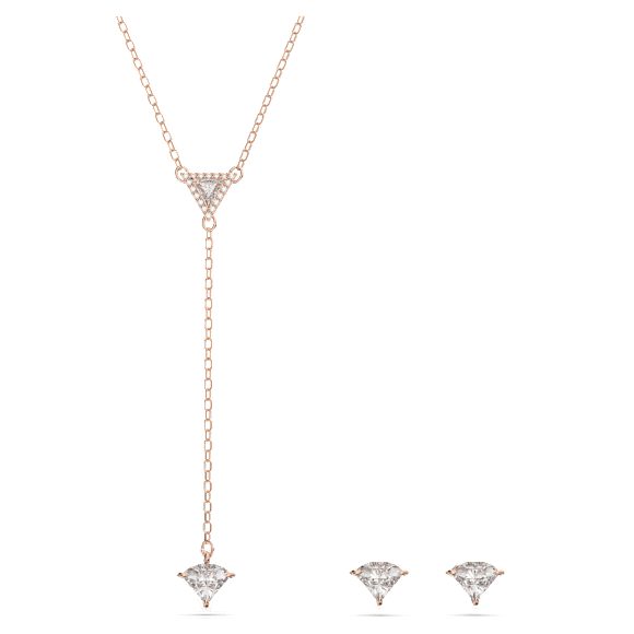 Stilla 套装, 三角形切割, 白色, 镀玫瑰金色调 - Swarovski, 5643730