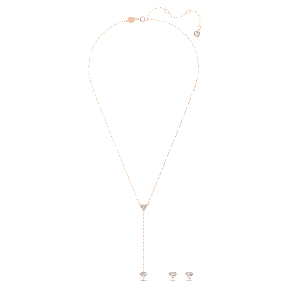 Stilla 套装, 三角形切割, 白色, 镀玫瑰金色调 - Swarovski, 5643730