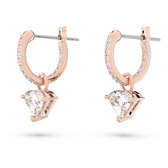 Stilla 水滴形耳环, 三角形切割, 白色, 镀玫瑰金色调 - Swarovski, 5643738