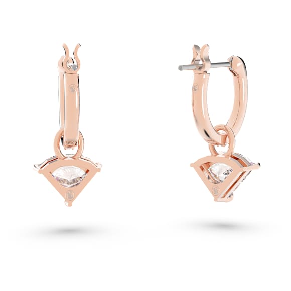 Stilla 水滴形耳环, 三角形切割, 白色, 镀玫瑰金色调 - Swarovski, 5643738