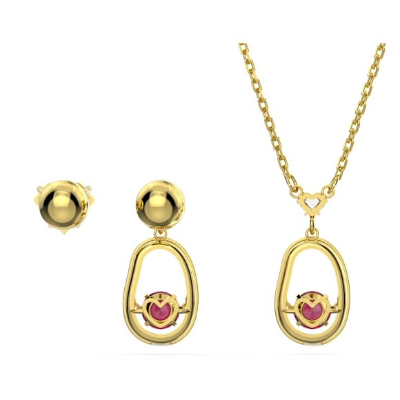Cariti 套裝, 紅豆, 紅色, 鍍金色色調 - Swarovski, 5643912