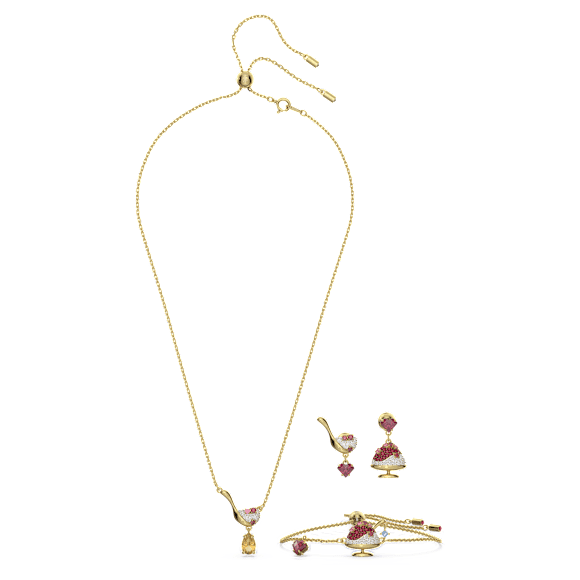 Cariti set, Red bean ice, Red, Gold-tone plated - Swarovski, 5643913
