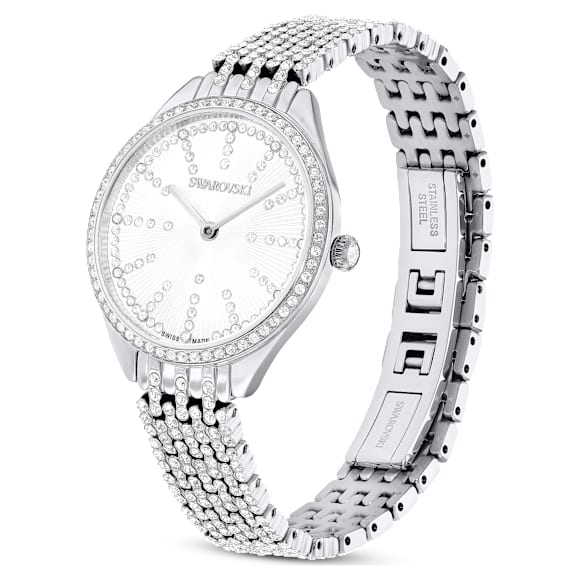 Attract watch, Swiss Made, Full pavé, Crystal bracelet, Silver tone, Stainless steel - Swarovski, 5644062