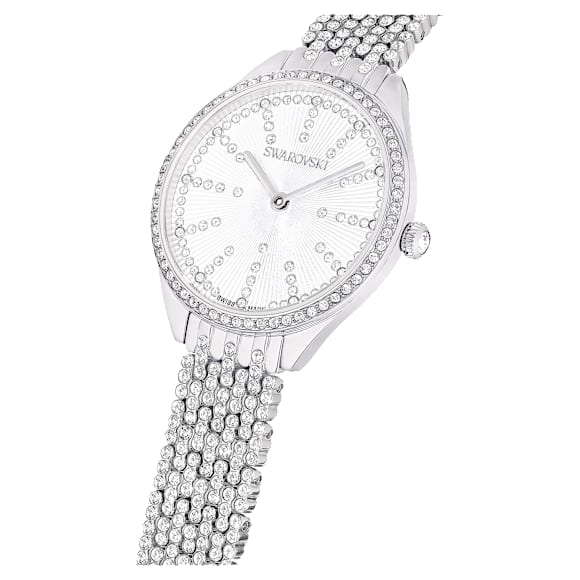 Montre Attract, Fabriqué en Suisse, Entièrement pavé, Bracelet en cristal, Ton argenté, Acier inoxydable - Swarovski, 5644062
