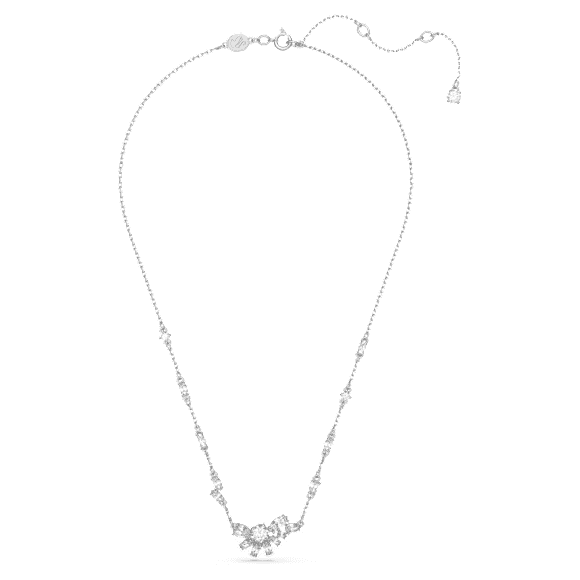 Gema pendant, Mixed cuts, Flower, White, Rhodium plated - Swarovski, 5644683