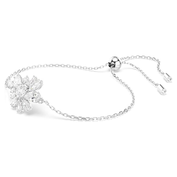 Gema Bileklik, Karışık kesimler, Çiçek, Beyaz, Rodyum kaplama - Swarovski, 5644684