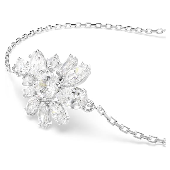 Gema bracelet, Mixed cuts, Flower, White, Rhodium plated - Swarovski, 5644684