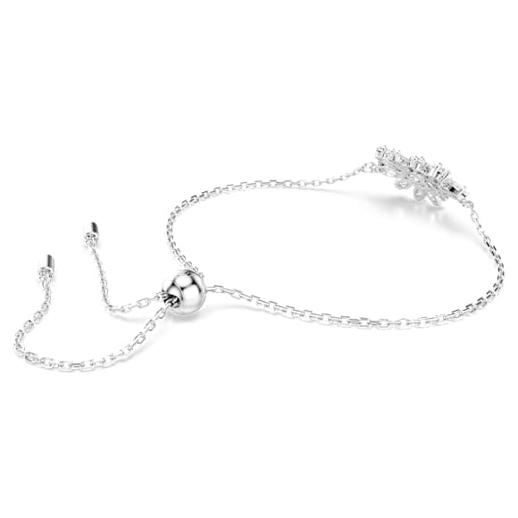 Gema bracelet, Mixed cuts, Flower, White, Rhodium plated - Swarovski, 5644684