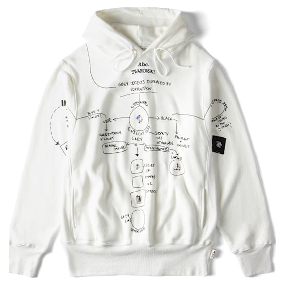ADVISORY BOARD CRYSTALS, Gray Objects Displaced by Refraction hoodie, White - Swarovski, 5644724