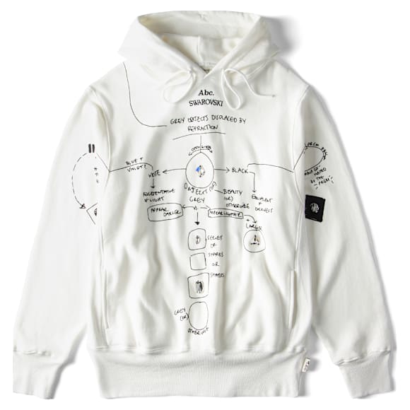 Felpa con cappuccio ADVISORY BOARD CRYSTALS, Gray Objects Displaced by Refraction, Bianca - Swarovski, 5644727