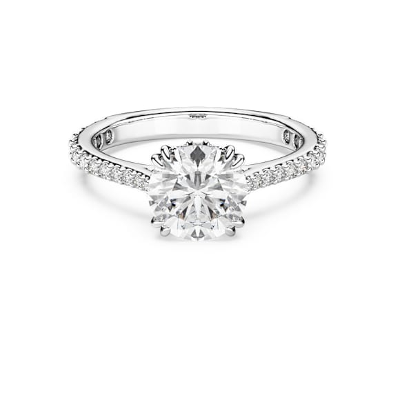 Constella cocktail ring, Round cut, Pavé, White, Rhodium plated - Swarovski, 5645251