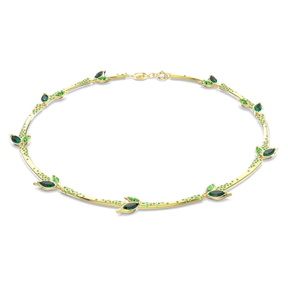 Dellium 项链, 竹子, 绿色, 镀金色调 - Swarovski, 5645367