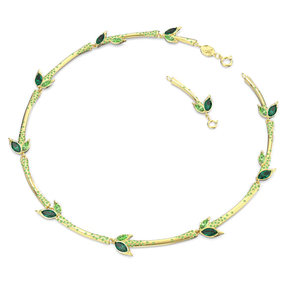 Dellium 项链, 竹子, 绿色, 镀金色调 - Swarovski, 5645367