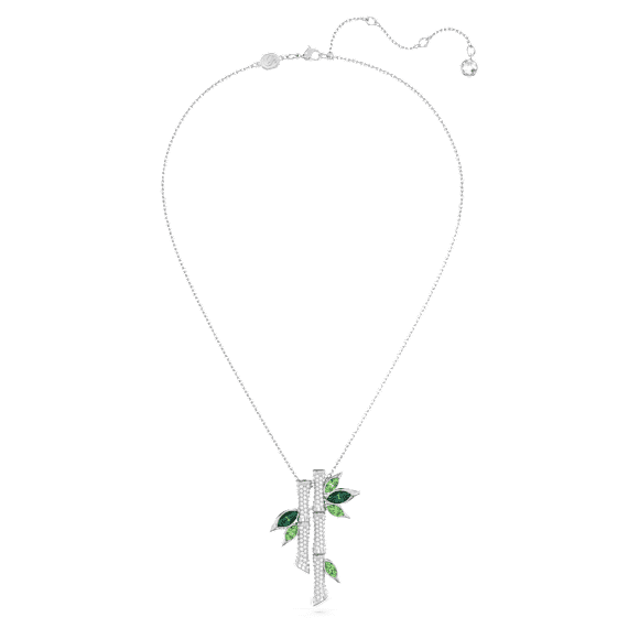 Dellium 项链, 竹子, 绿色, 镀铑 - Swarovski, 5645369