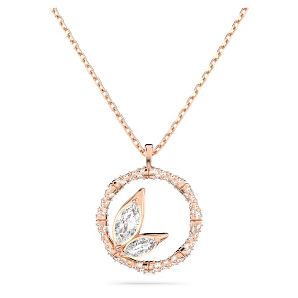 Dellium 项链, 圆形, 竹子, 白色, 镀玫瑰金色调 - Swarovski, 5645371