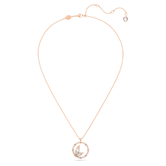 Dellium 项链, 圆形, 竹子, 白色, 镀玫瑰金色调 - Swarovski, 5645371
