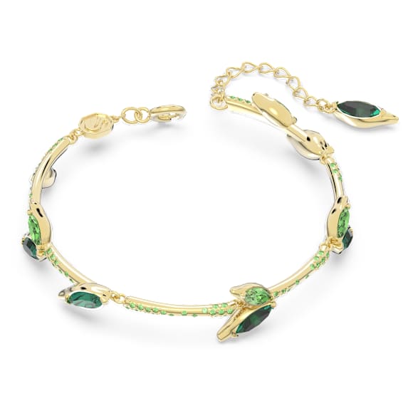 Dellium 手链, 竹子, 绿色, 镀金色调 - Swarovski, 5645374