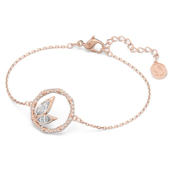 Pulsera Dellium, Bambú, Blanca, Baño tono oro rosa - Swarovski, 5645376