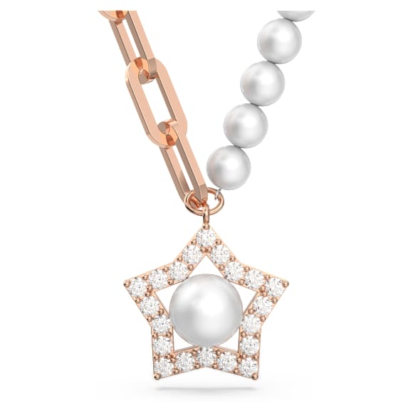 Stella 项链, 星星, 白色, 镀玫瑰金色调 - Swarovski, 5645381