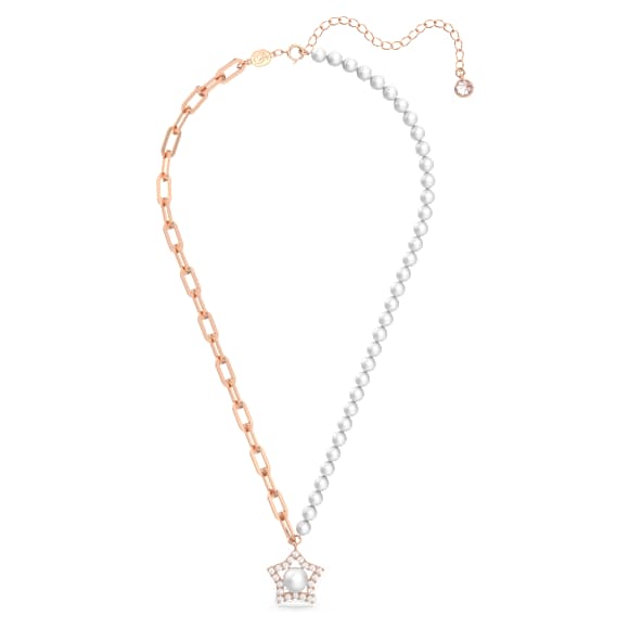 Stella 项链, 星星, 白色, 镀玫瑰金色调 - Swarovski, 5645381
