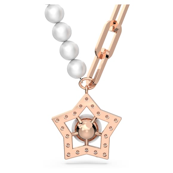 Stella 项链, 星星, 白色, 镀玫瑰金色调 - Swarovski, 5645381