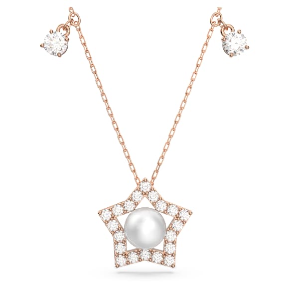 Collier Stella, Tailles variées, Étoile, Blanc, Placage de ton or rosé - Swarovski, 5645382