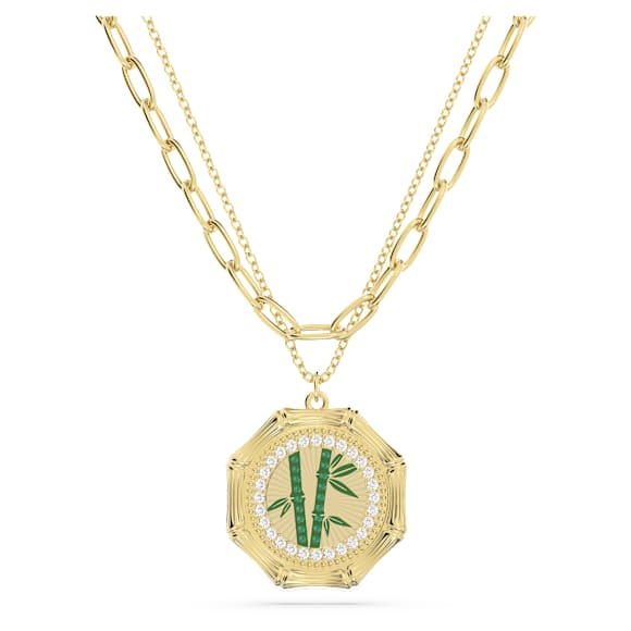 Dellium necklace, Bamboo, Green, Gold-tone plated - Swarovski, 5645388