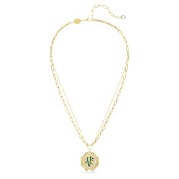 Dellium necklace, Bamboo, Green, Gold-tone plated - Swarovski, 5645388