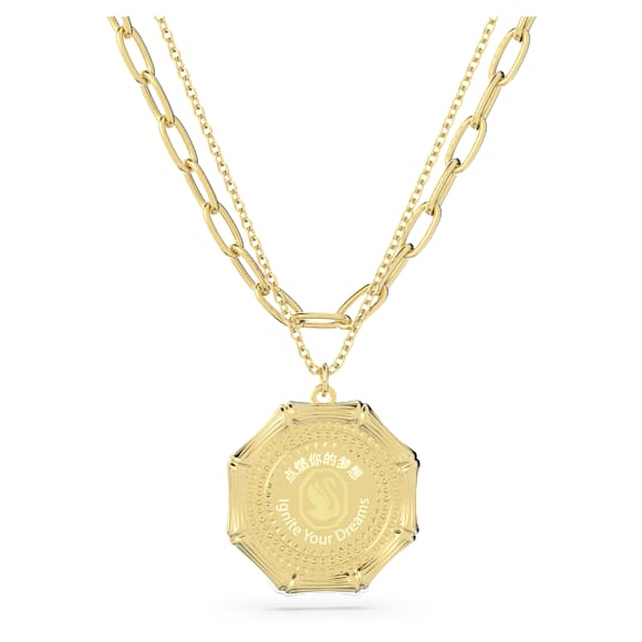 Dellium necklace, Bamboo, Green, Gold-tone plated - Swarovski, 5645388