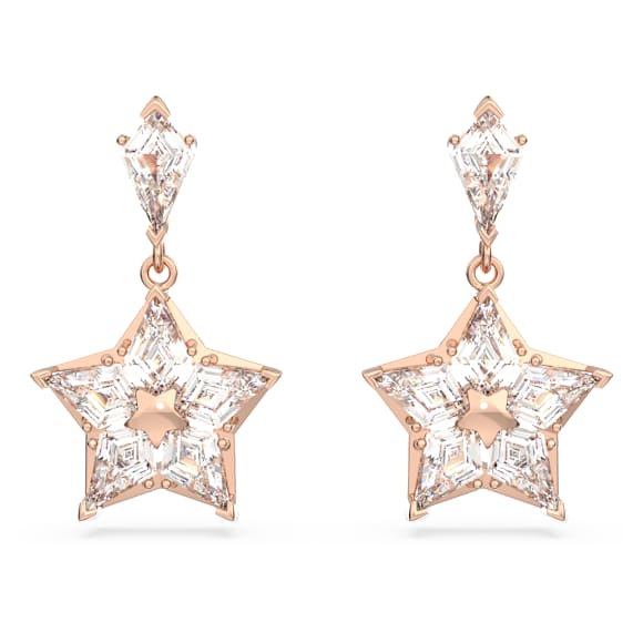 Stella drop earrings, Kite cut, Star, White, Rose gold-tone plated - Swarovski, 5645466