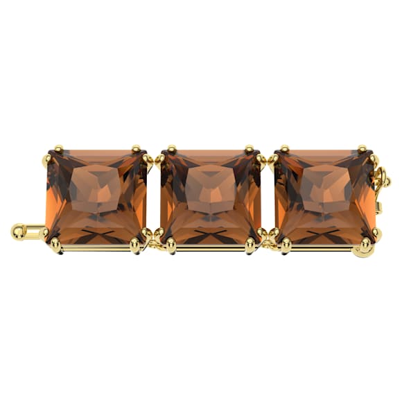 Lanț de alungire Millenia, Tăietură pătrată, Maro, Placat cu auriu - Swarovski, 5645623