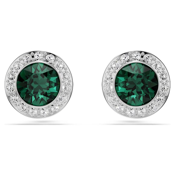 Una Angelic ต่างหูเม็ดเดี่ยว, เจียระไนทรงกลม, เขียว, เคลือบโรเดียม - Swarovski, 5646714