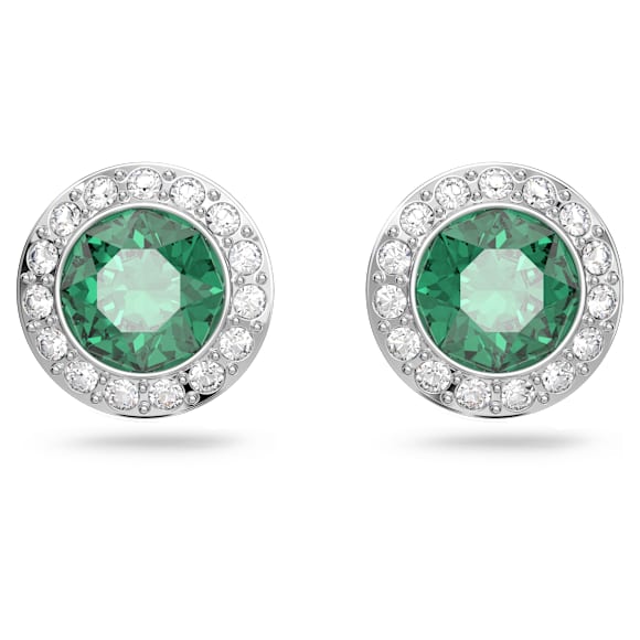 Una Angelic スタッドピアス, ラウンドカット, グリーン, ロジウム・プレーティング - Swarovski, 5646714