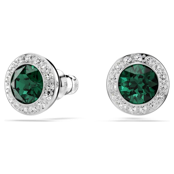 Una Angelic ต่างหูเม็ดเดี่ยว, เจียระไนทรงกลม, เขียว, เคลือบโรเดียม - Swarovski, 5646714