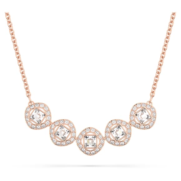 Una Angelic 项链, 方形切割, 白色, 玫瑰金色饰面 - Swarovski, 5646715